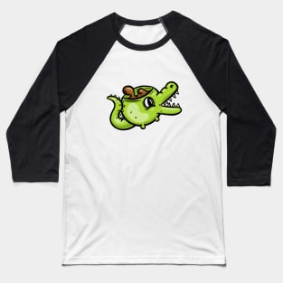 Crocodile alligator Coffee Cup Cartoon Illustration Baseball T-Shirt